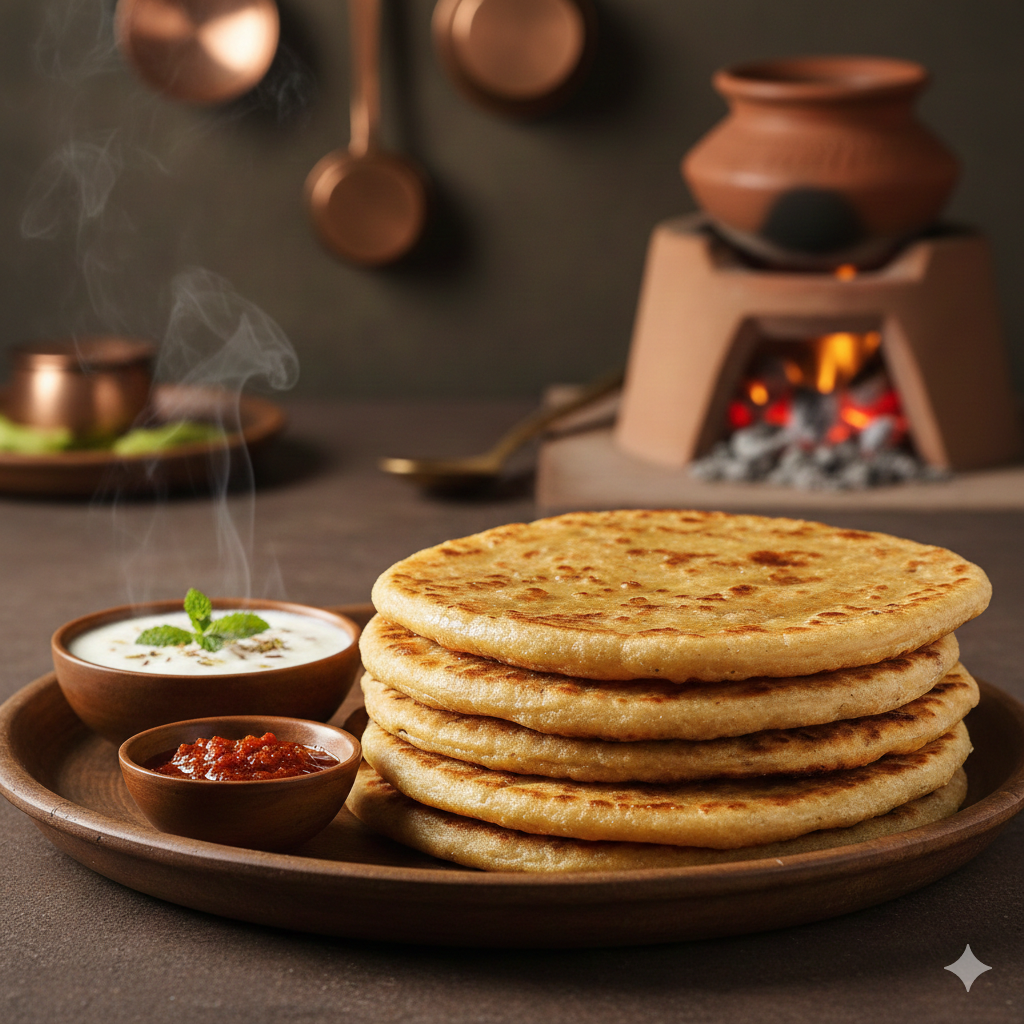 Authentic stuffed Paranthas with fresh butter and yogurt